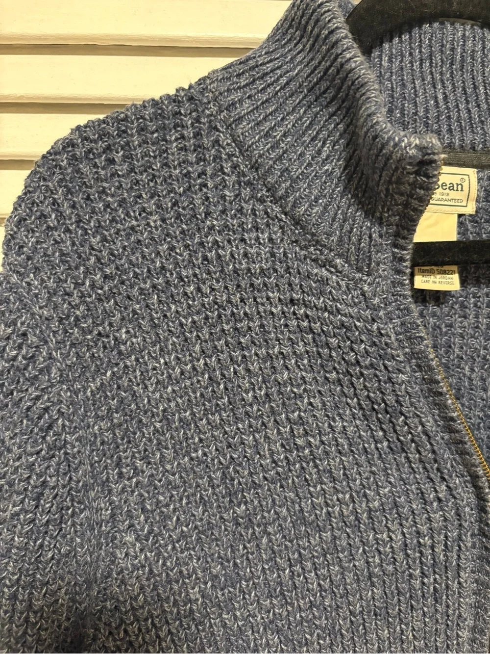 L.L. Bean Men's Full-Zip Chunky Knit Sweater in Navy
